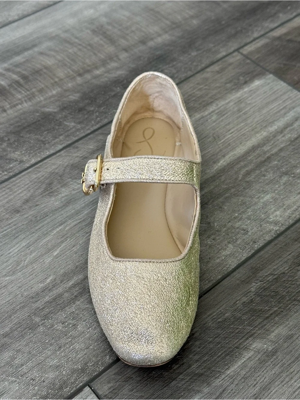 Sam Edelman Girls' Shimmery Gold Mary Jane Flat